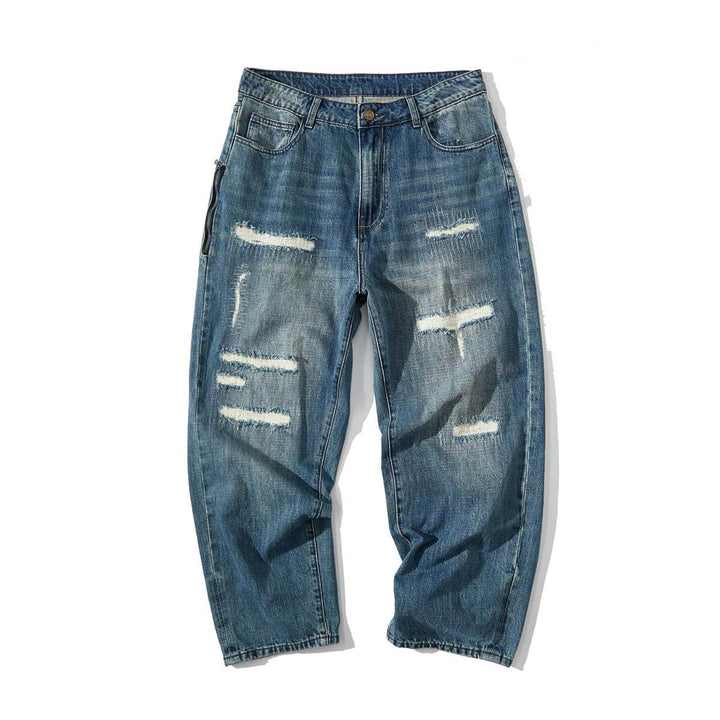 DISTRESSE WIDE JEANS