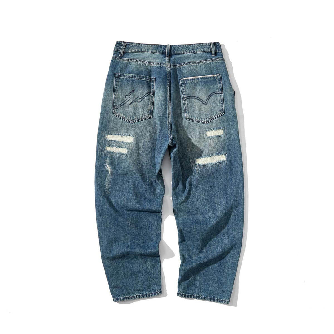 DISTRESSE WIDE JEANS