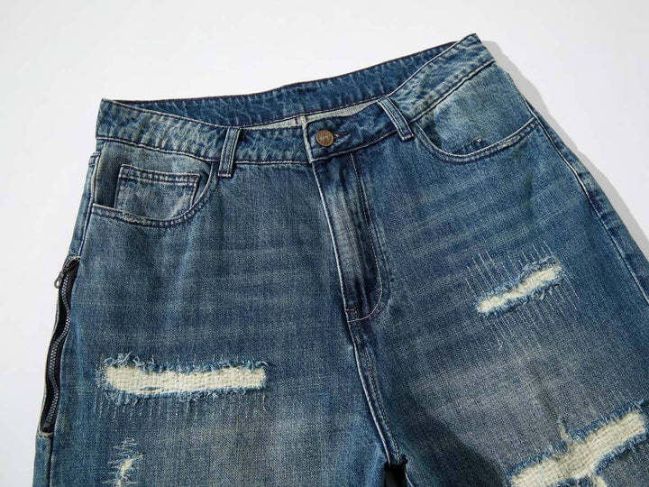 DISTRESSE WIDE JEANS