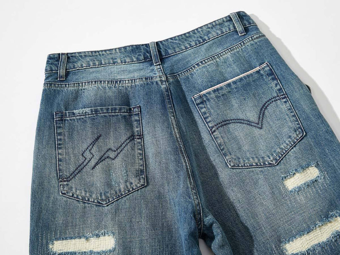 DISTRESSE WIDE JEANS